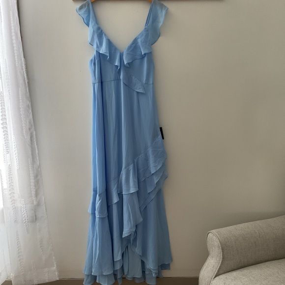 Lulus Charming Event Light Blue Asymmetrical Ruffled Chiffon Maxi Dress NWT XL - Picture 5 of 13